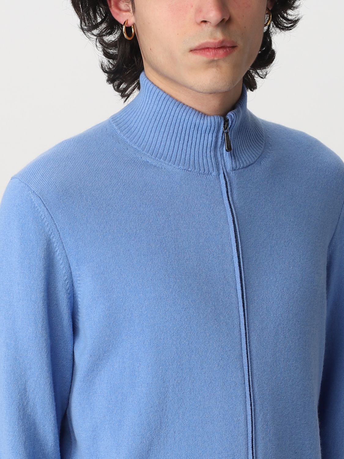 Cardigan Drumohr: Cardigan con zip Drumohr in cashmere azzurro 4