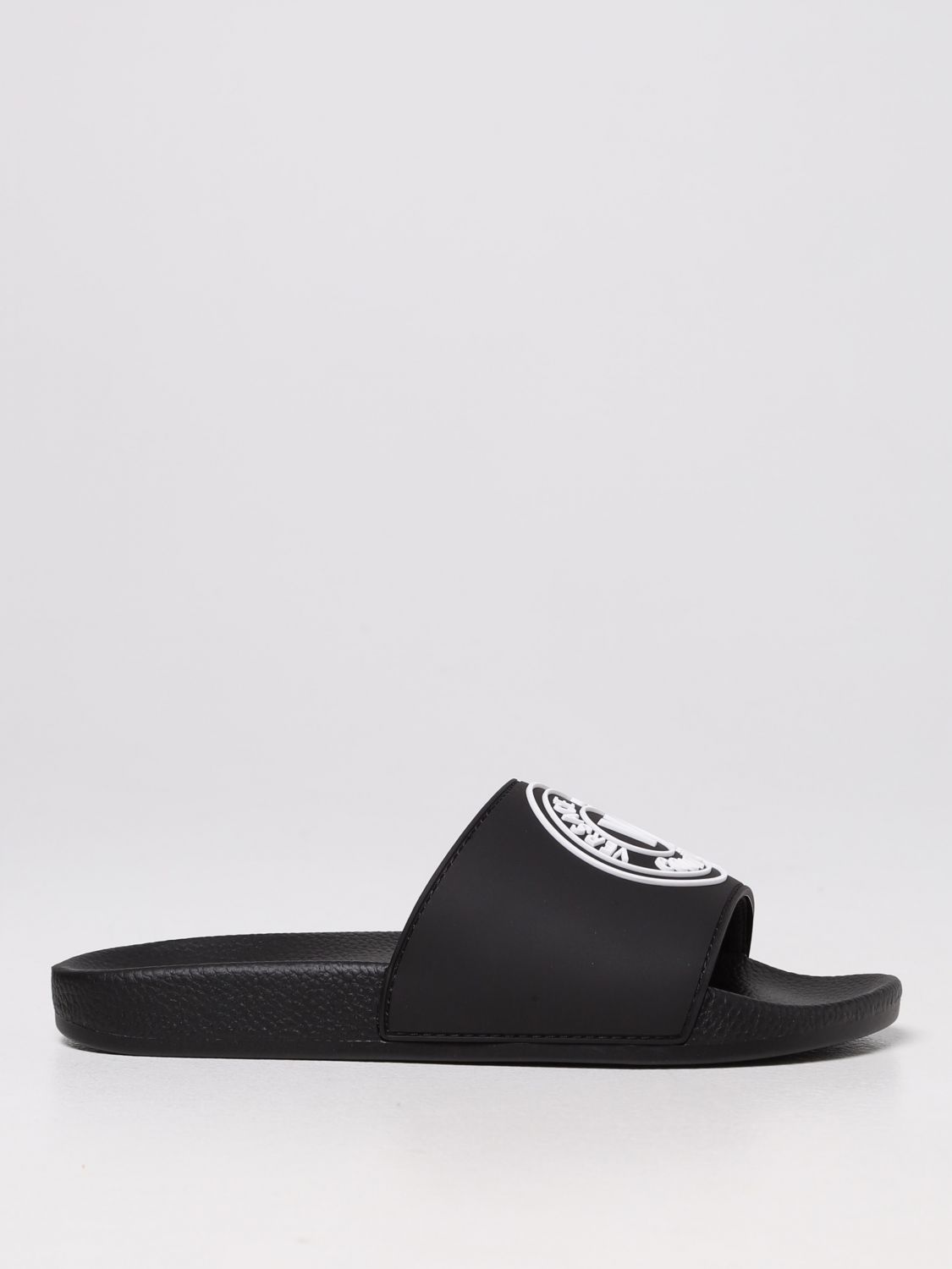Versace Jeans Couture Slipper Sandals With Logo In Black | ModeSens