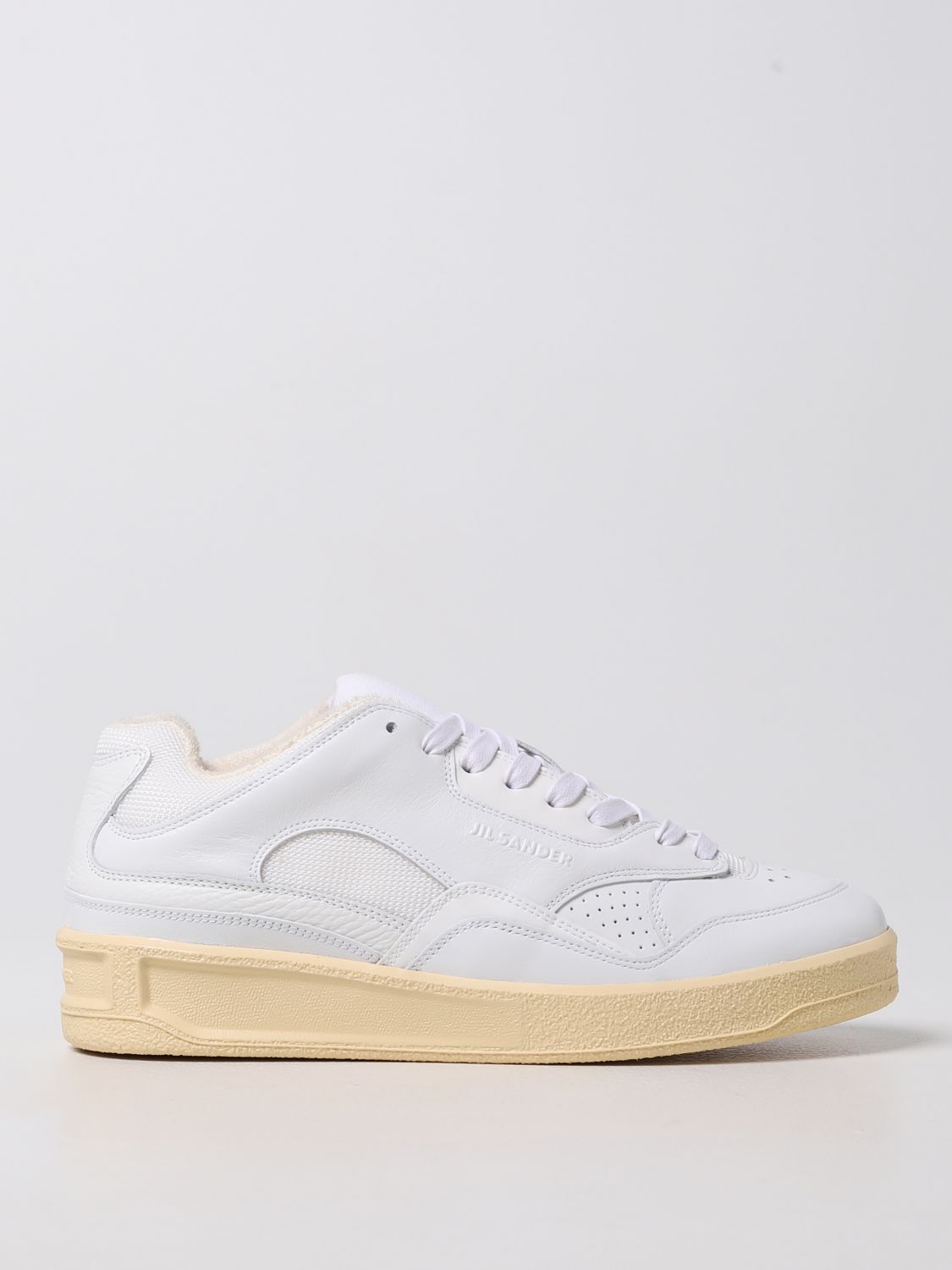 Jil Sander Basket Leather And Mesh Trainers In White Paper | ModeSens