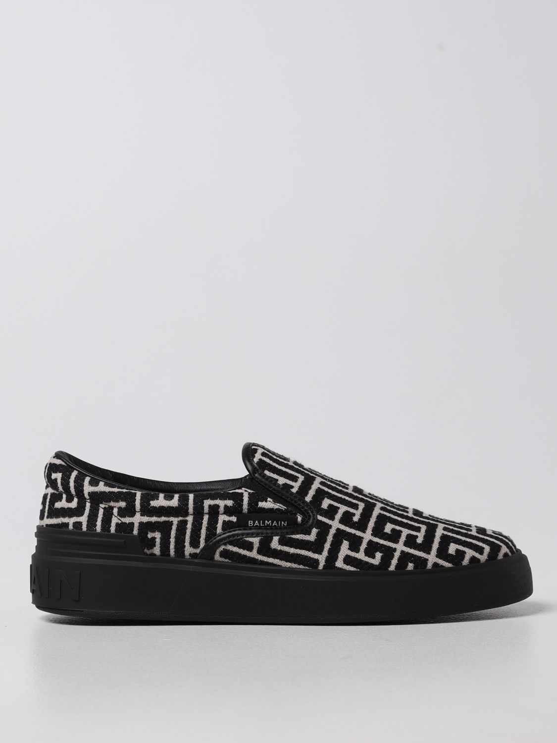 BALMAIN: monogram fabric loafers - Black | Balmain sneakers ...