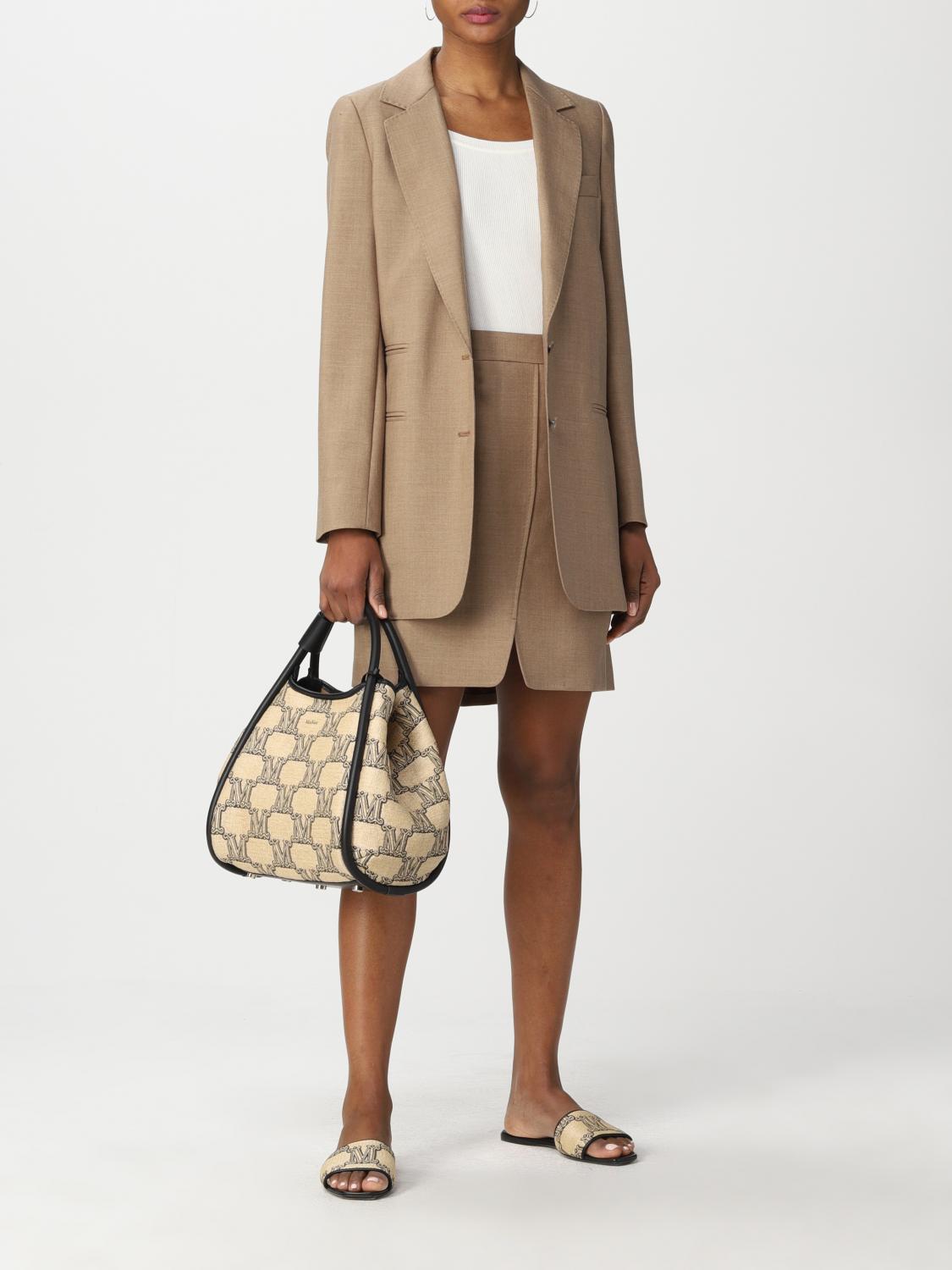 Max Mara: Jacquard Raffia Canvas Tote Bag 