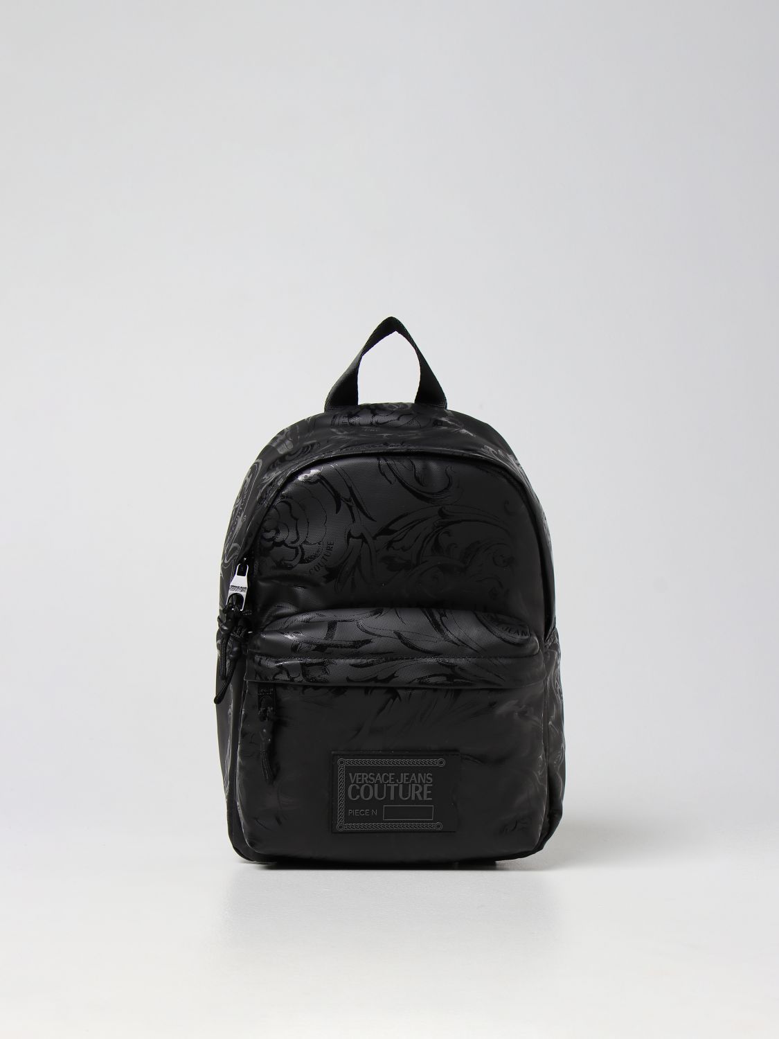 Versace Jeans Couture Backpack With All Over Logo In Black | ModeSens