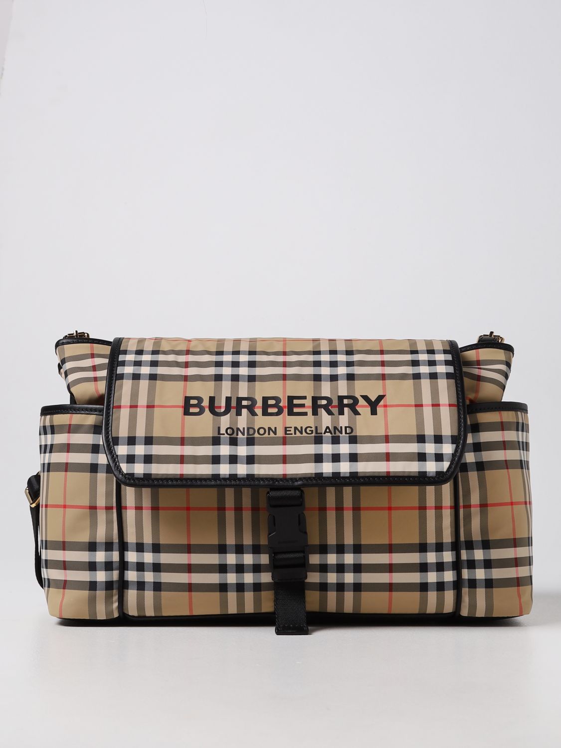 Burberry Econyl® Check Diaper Bag In Beige