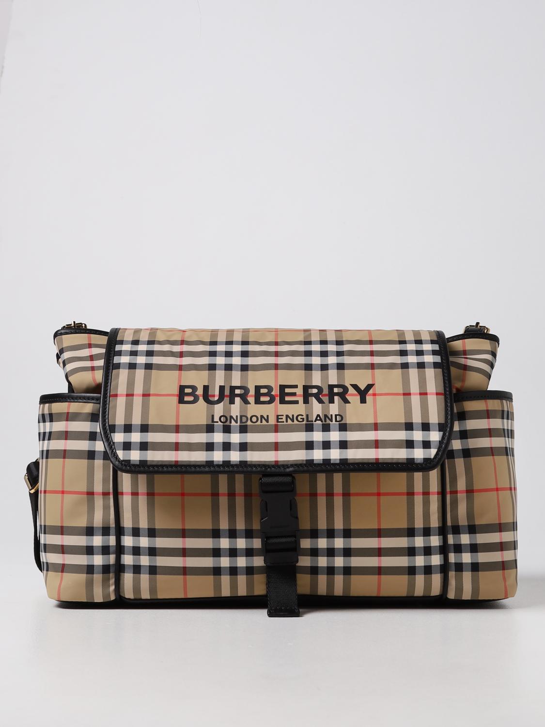 BURBERRY: econyl® check diaper bag - Beige | Burberry bag 8025039 online on  