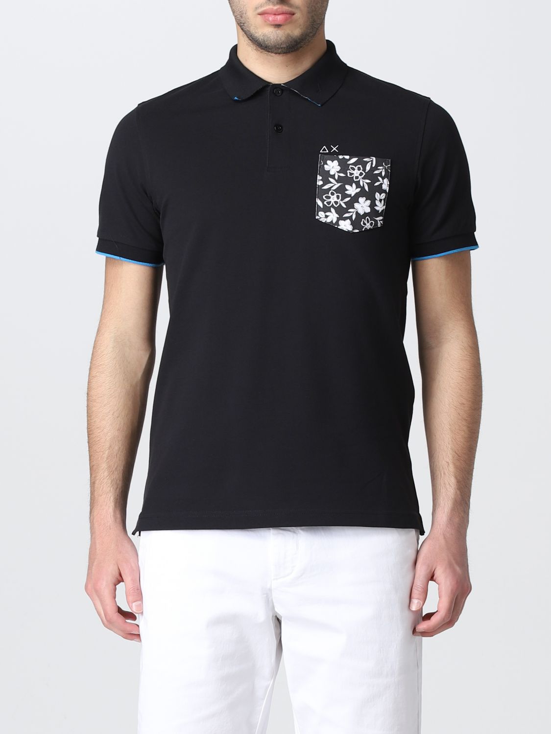 SUN 68: polo shirt for man - Black | Sun 68 polo shirt A32124 online on ...