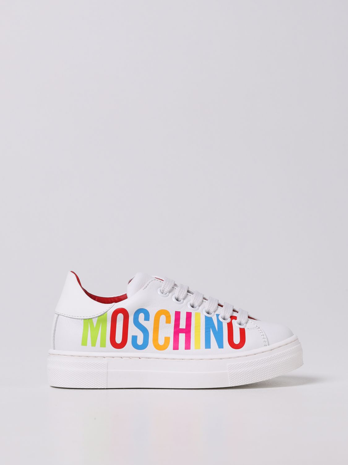 Moschino Kid Kids' Smooth Leather Trainers In White