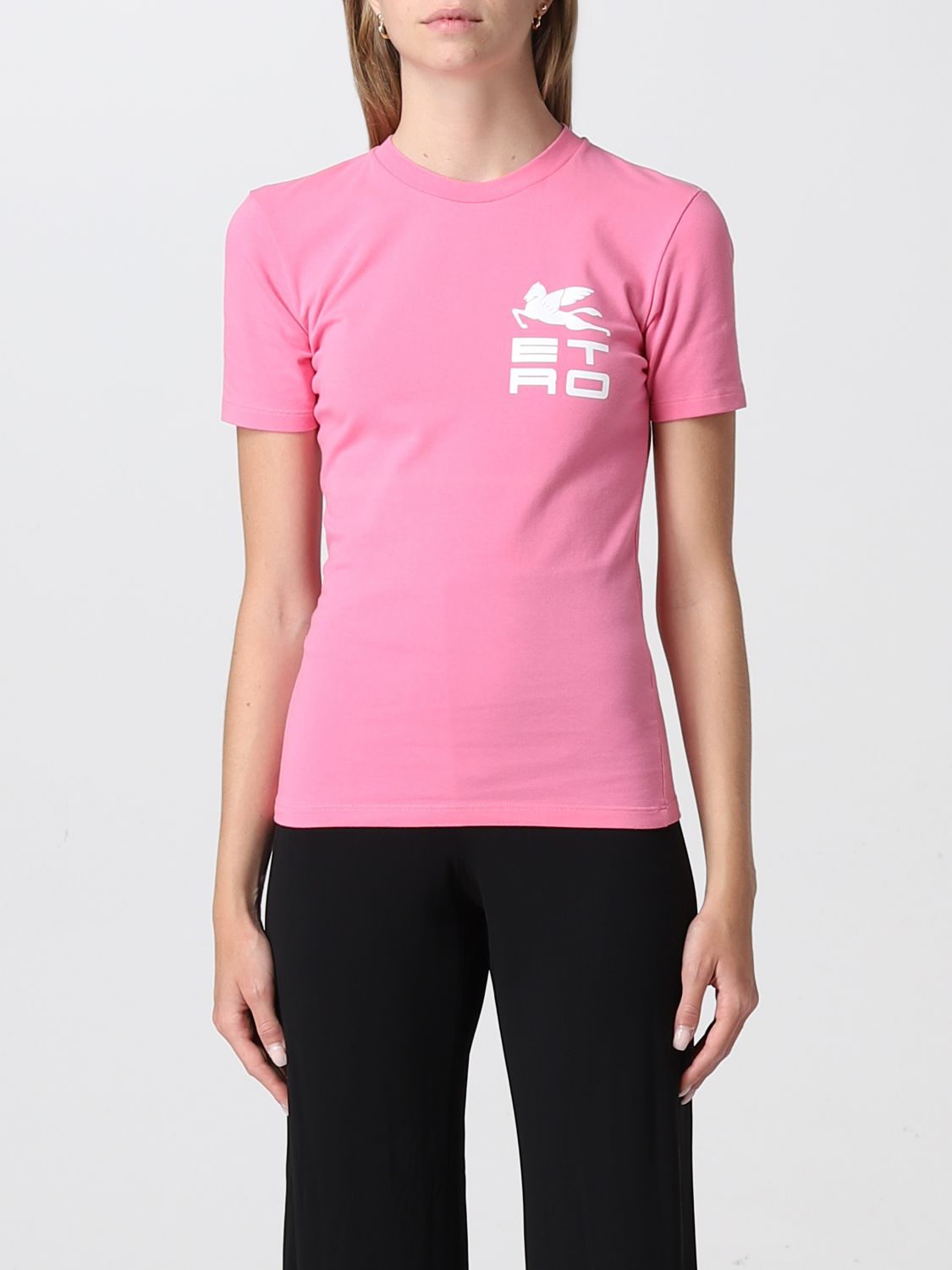 ETRO: T-shirt with Cube logo - Pink | Etro t-shirt 195099952 online on ...