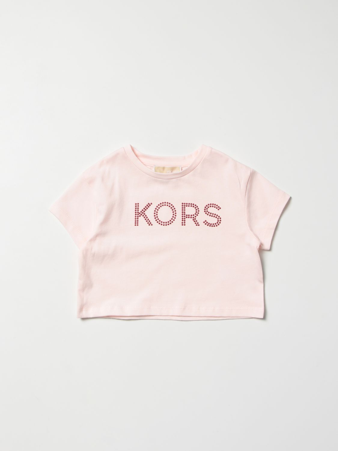 Michael Michael Kors Kids' T-shirt With Rhinestone Logo In Pink | ModeSens