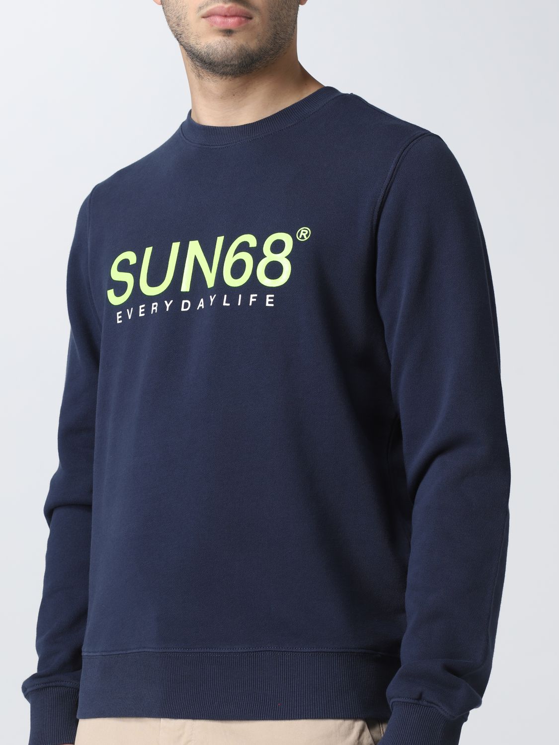 Sweatshirt Sun 68: Sun 68 basic sweatshirt with printed logo navy 3