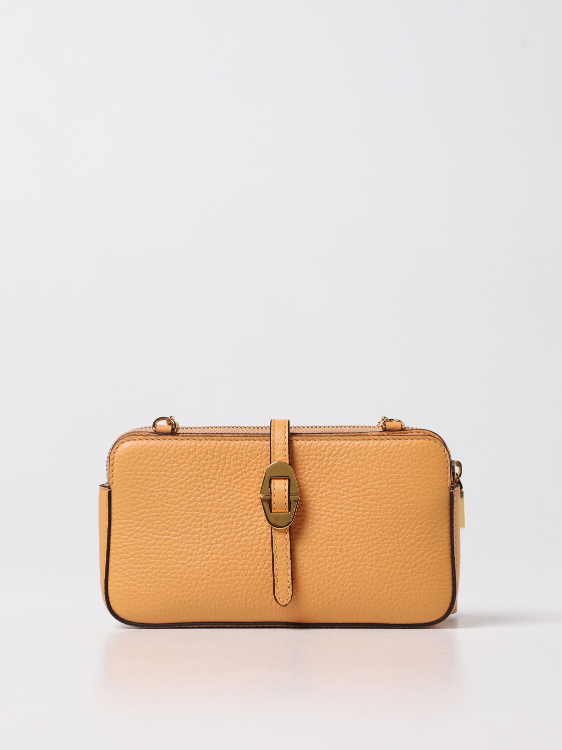 Coccinelle Crossbody Bag In Textured Leather In Apricot