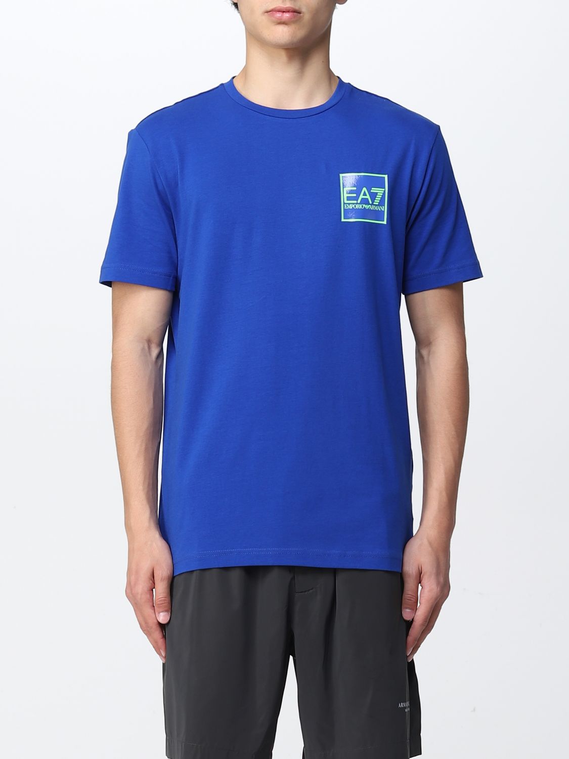 Ea7 T-shirt With Logo In Royal Blue