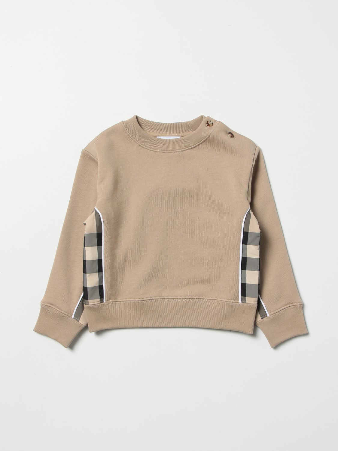 Burberry Babies' Jumper With Check Details In Beige