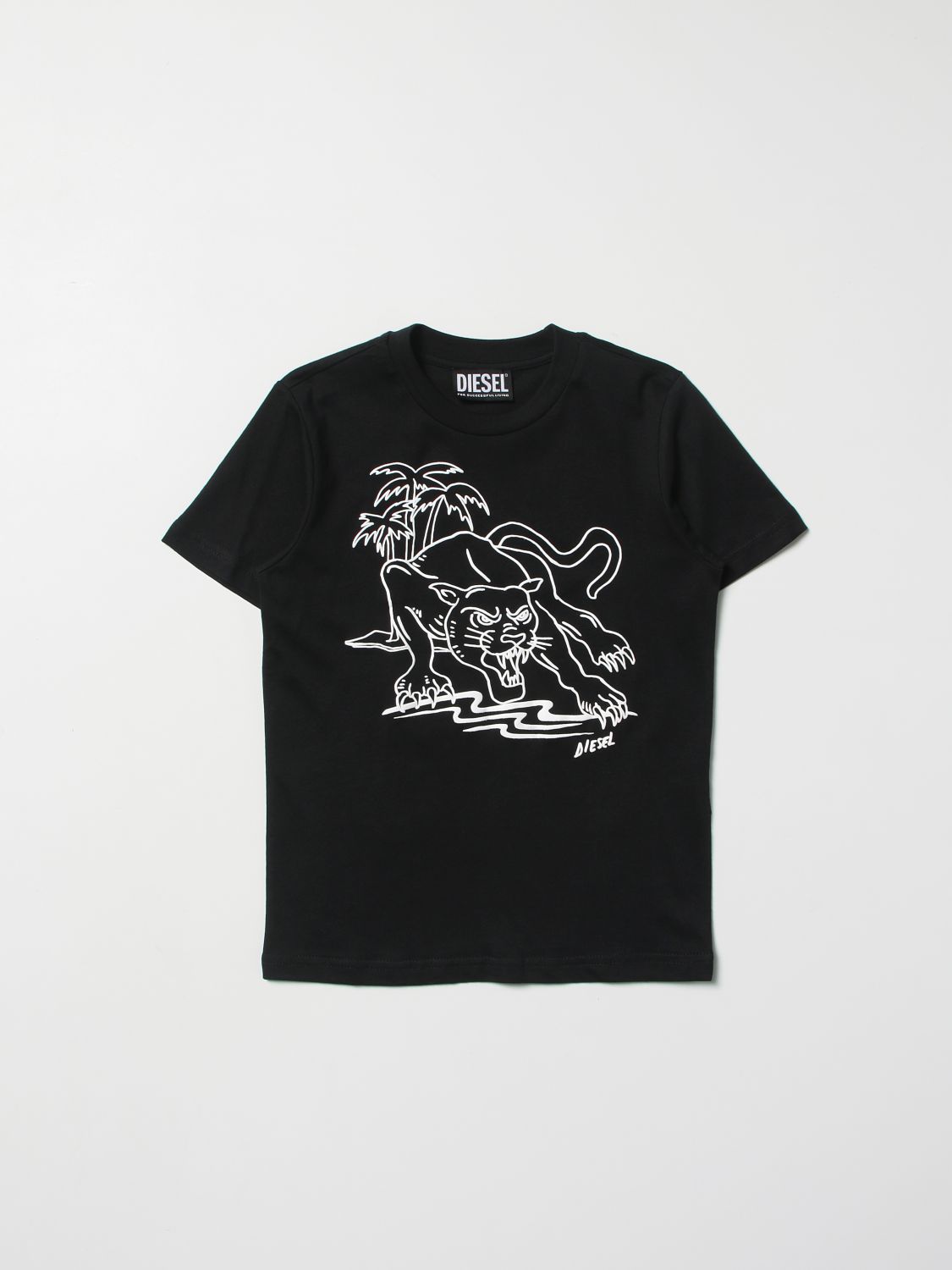 DIESEL: T-shirt with graphic print - Black | Diesel t-shirt J00576KYAR1 ...