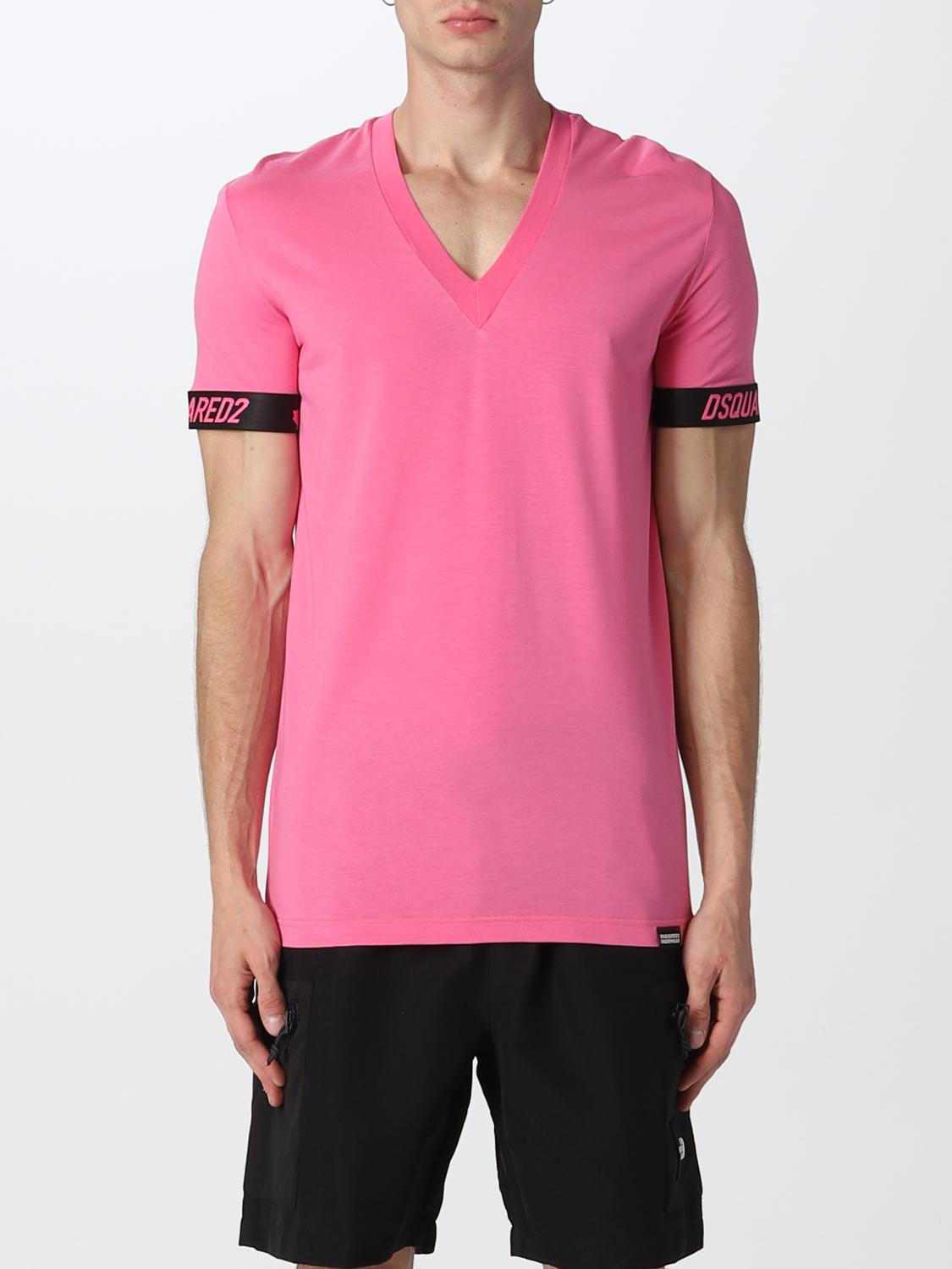 DSQUARED2: T-shirt intima basic con logo - Fuxia | Intimo Dsquared2  D9M9141301 GIGLIO.COM