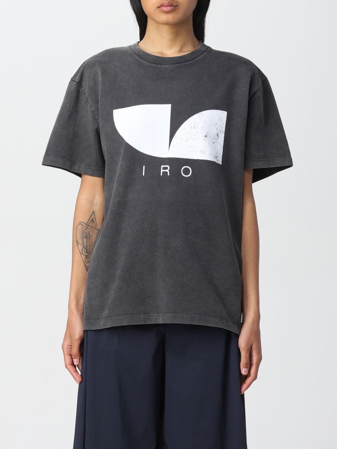 T-shirt Iro: T-shirt Iro in cotone con logo antracite 1