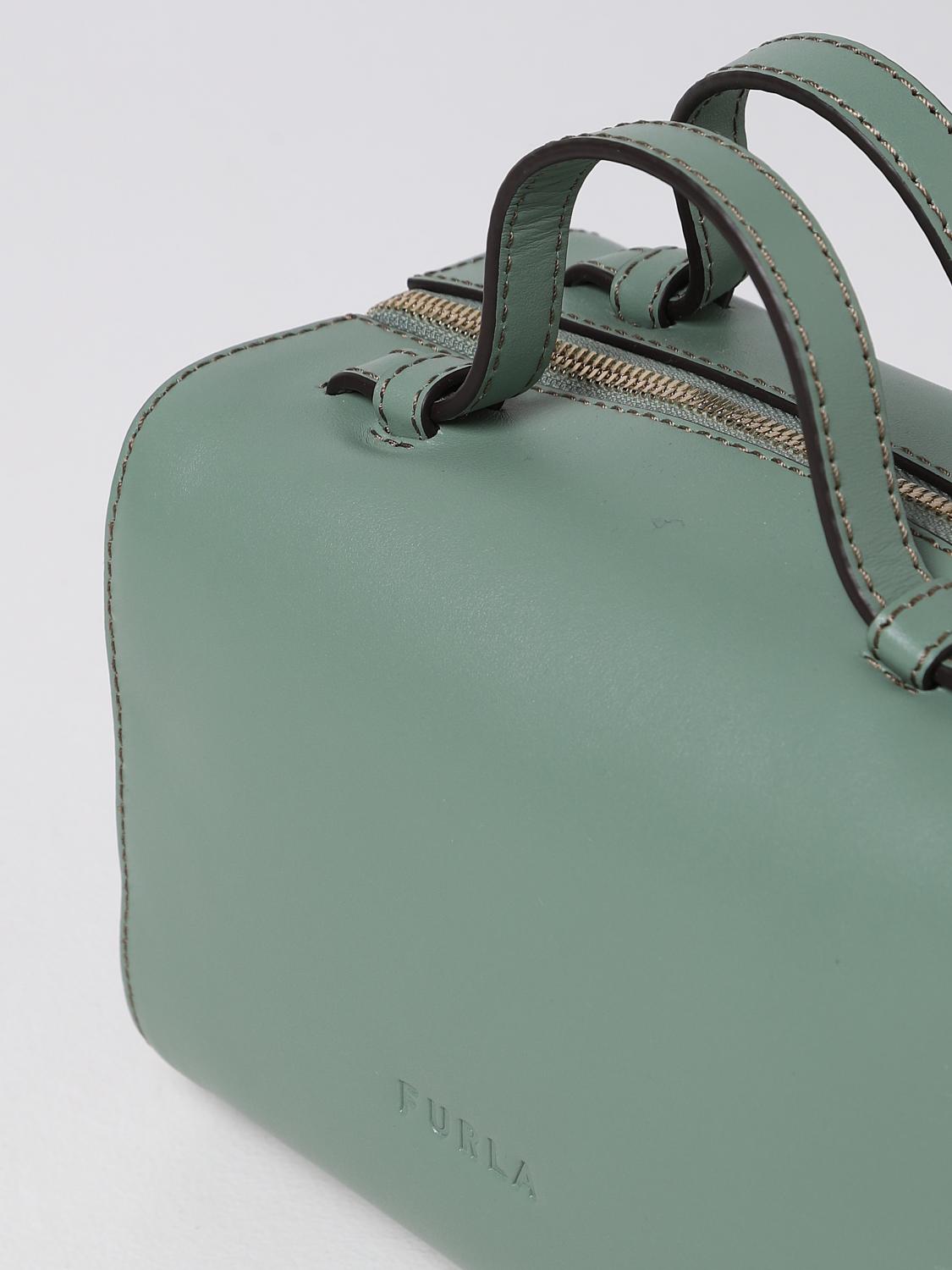 FURLA: Bauletto in pelle e camoscio - Oliva | Borsa A Mano Furla  WB00528BX0428 GIGLIO.COM