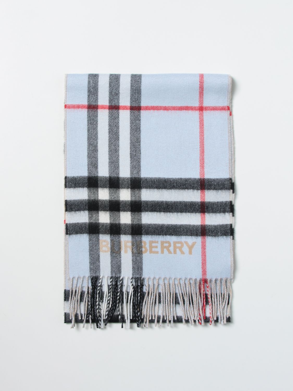 Burberry Cashmere Check Scarf In Beige