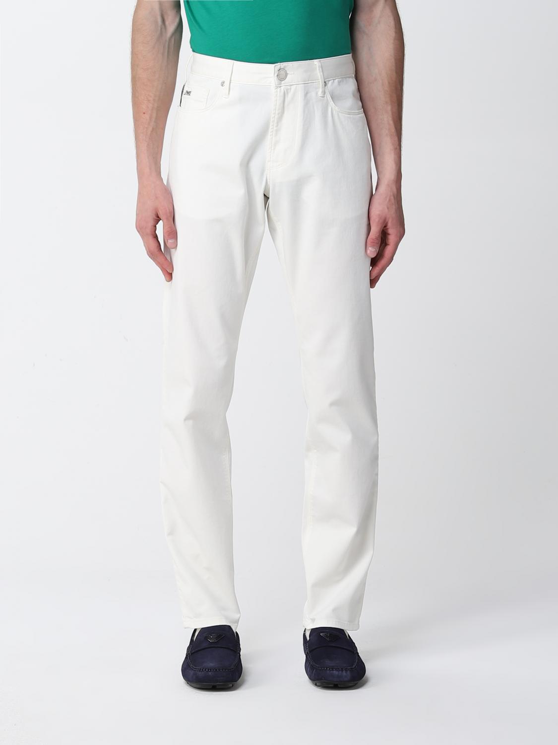 EMPORIO ARMANI: jeans in cotton denim - White | Emporio Armani jeans ...