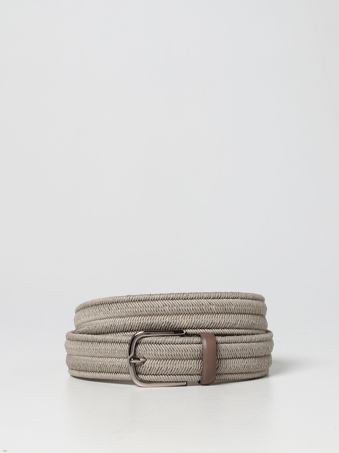 Cintura Orciani: Cintura Orciani in tela intrecciata e pelle grigio 1