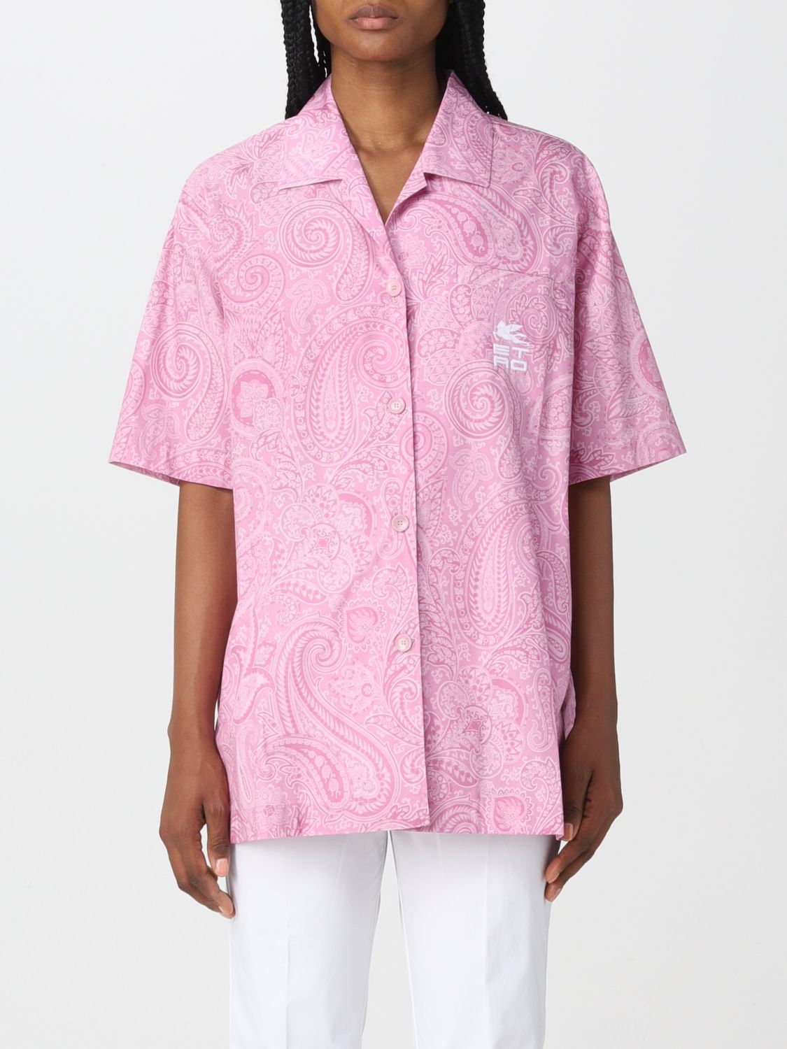 Womens Clothing Tops Shirts Etro Paisley Cotton Shirt in Pink 