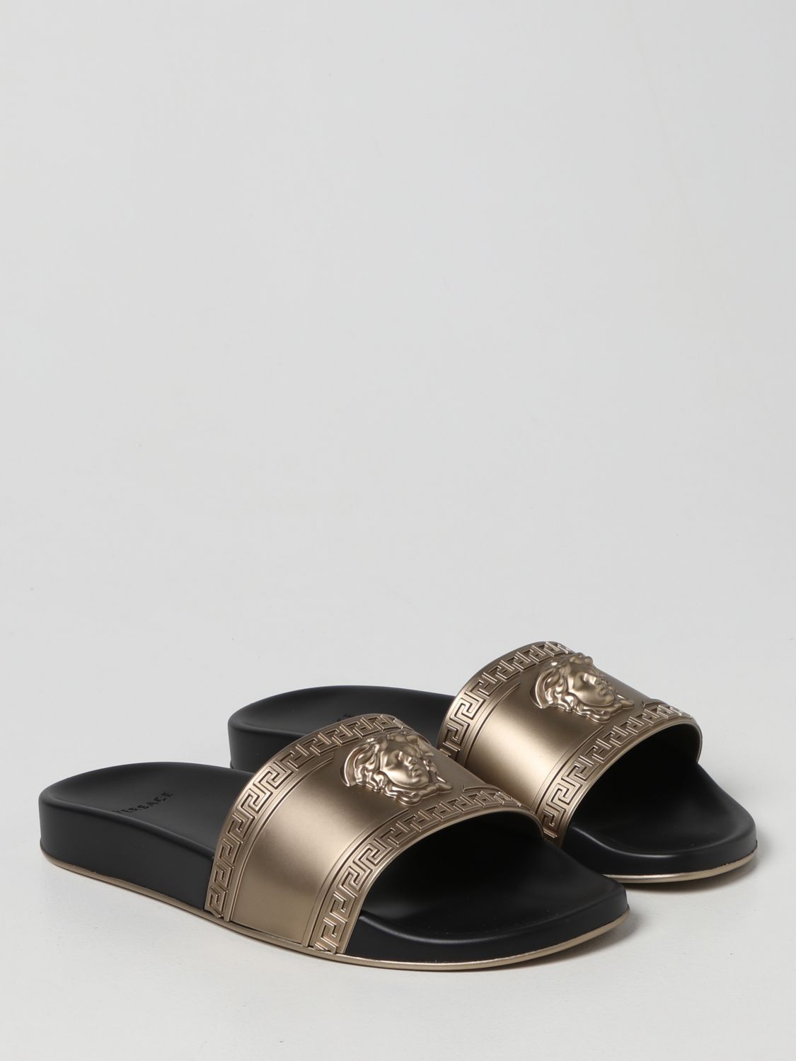 Sandals Versace: Versace Medusa rubber slide sandals gold 2