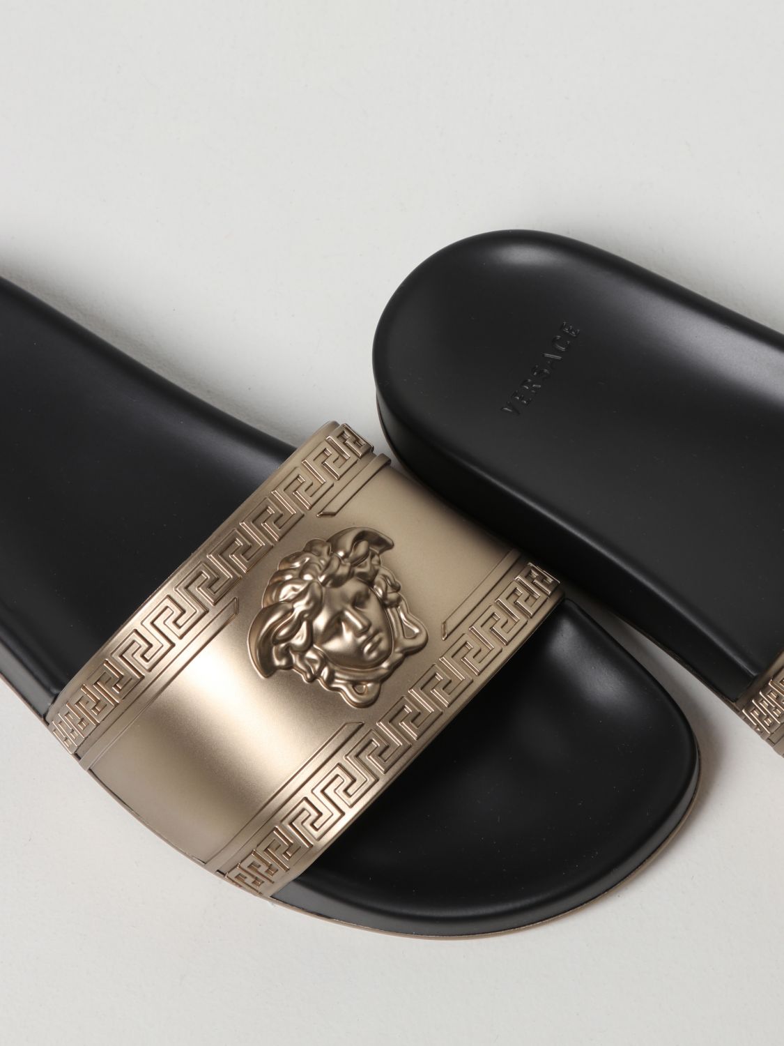 Sandals Versace: Versace Medusa rubber slide sandals gold 4