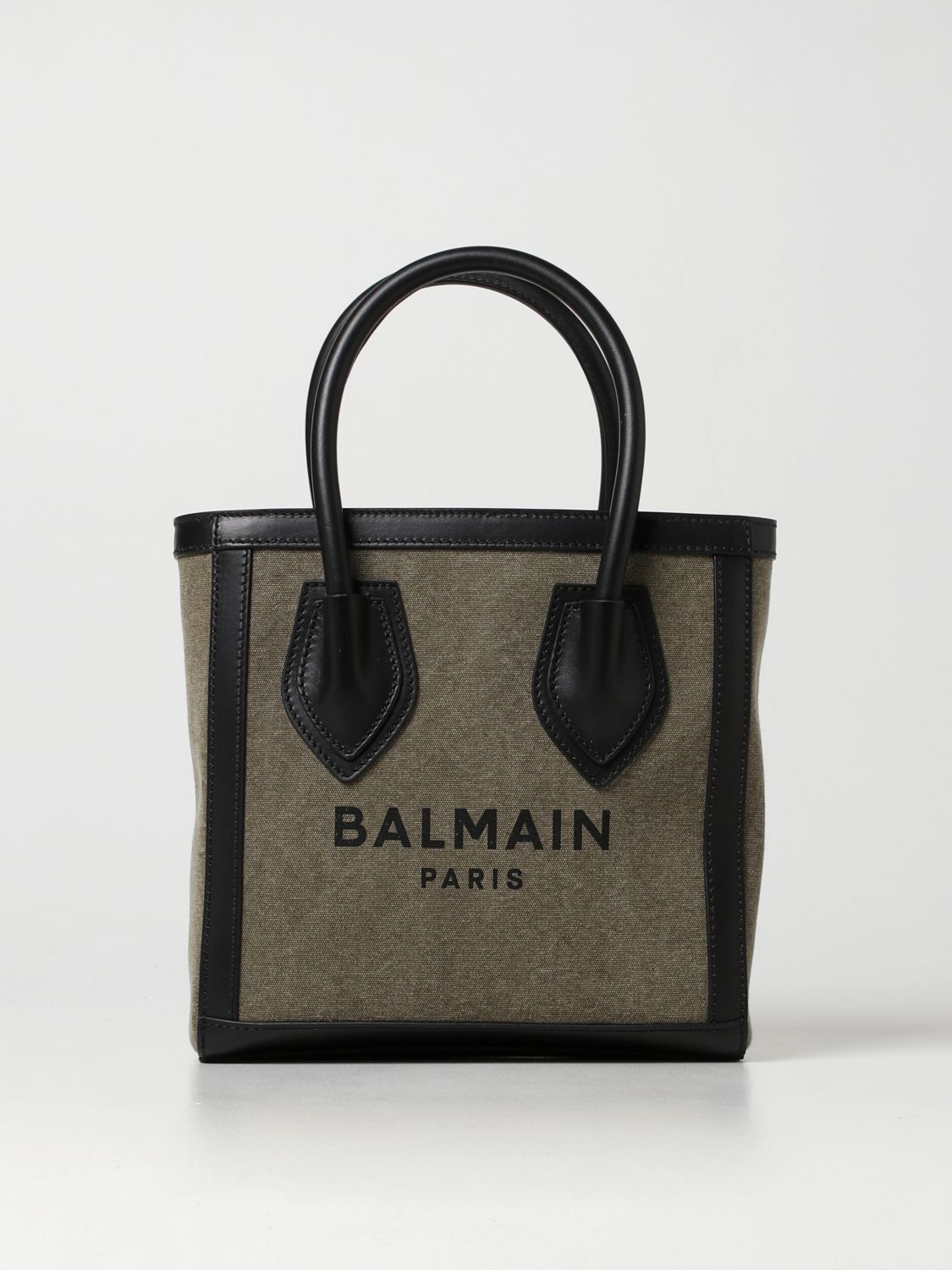 Balmain B Army Logo Canvas Shopper Tote Bag In Kaki | ModeSens