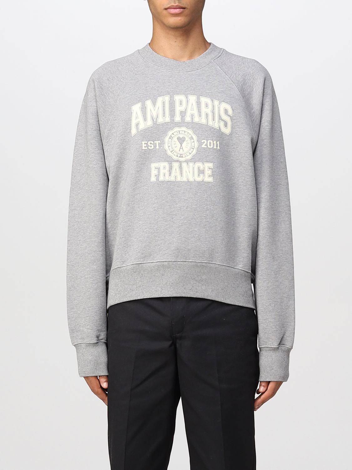 Vild Tilbageholde Tectonic AMI PARIS: sweatshirt for man - Grey | Ami Paris sweatshirt USW0102747  online on GIGLIO.COM
