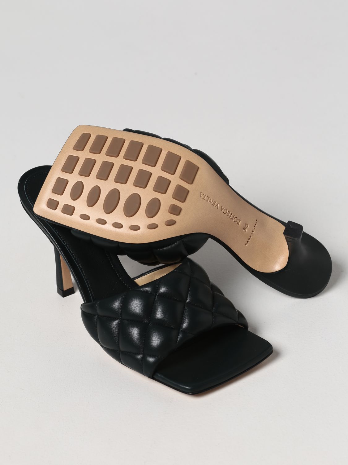 Heeled sandals Bottega Veneta: Bottega Veneta Padded Nappa leather sandals turquoise 4