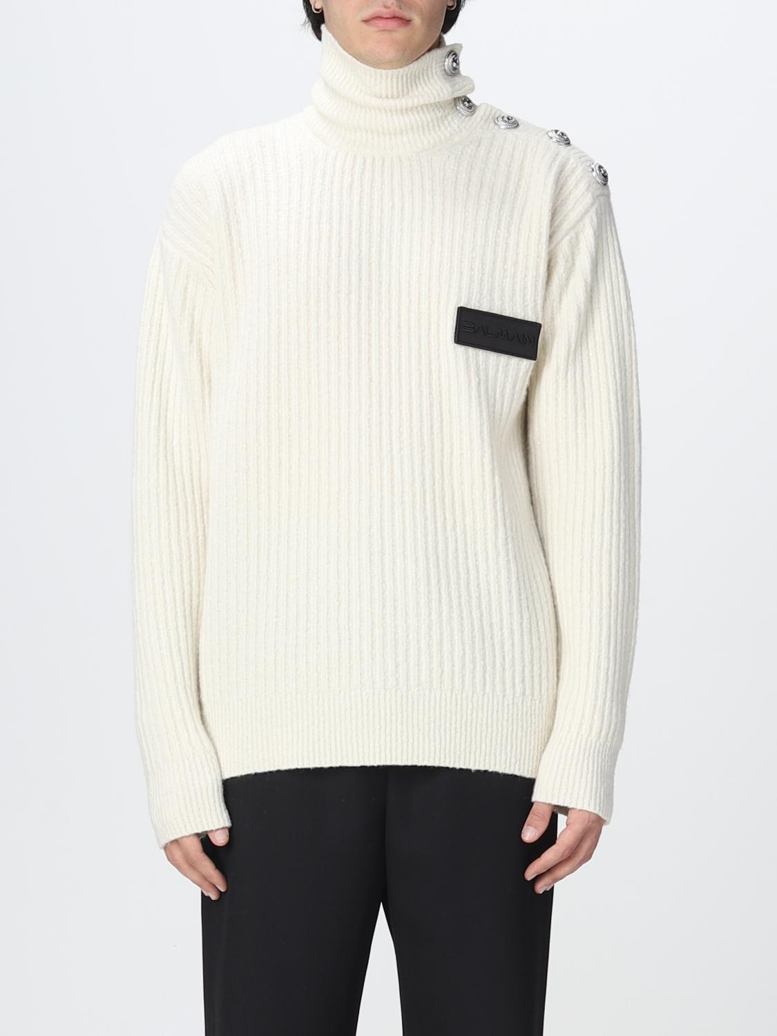 White Sweater Balmain Jumper White Knit Jumper Balmain White