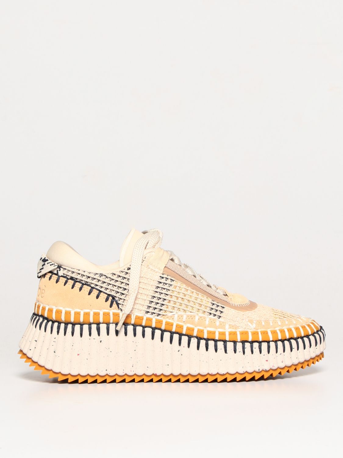 Chloé Nama  Trainers In Recycled Fabric And Suede In Beige