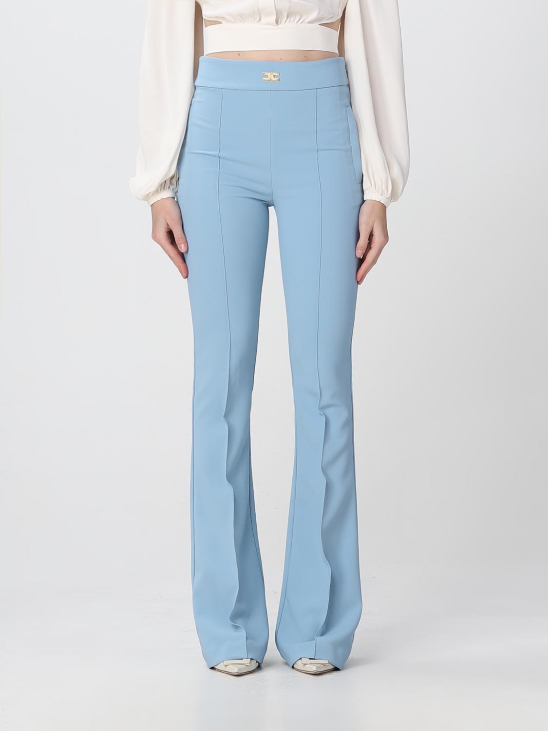 Elisabetta Franchi Pants  Woman Color Gnawed Blue In Gnawed Blue