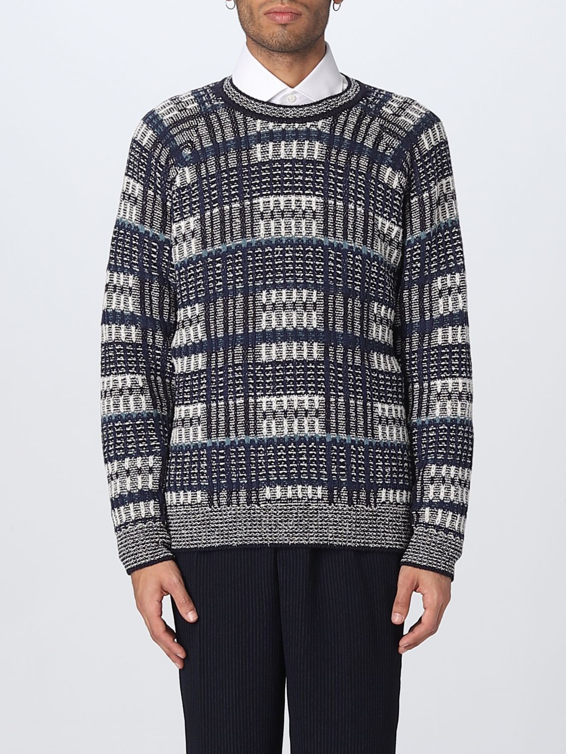GIORGIO ARMANI: sweater for man - Blue | Giorgio Armani sweater 3RSM40SM40Z  online on 