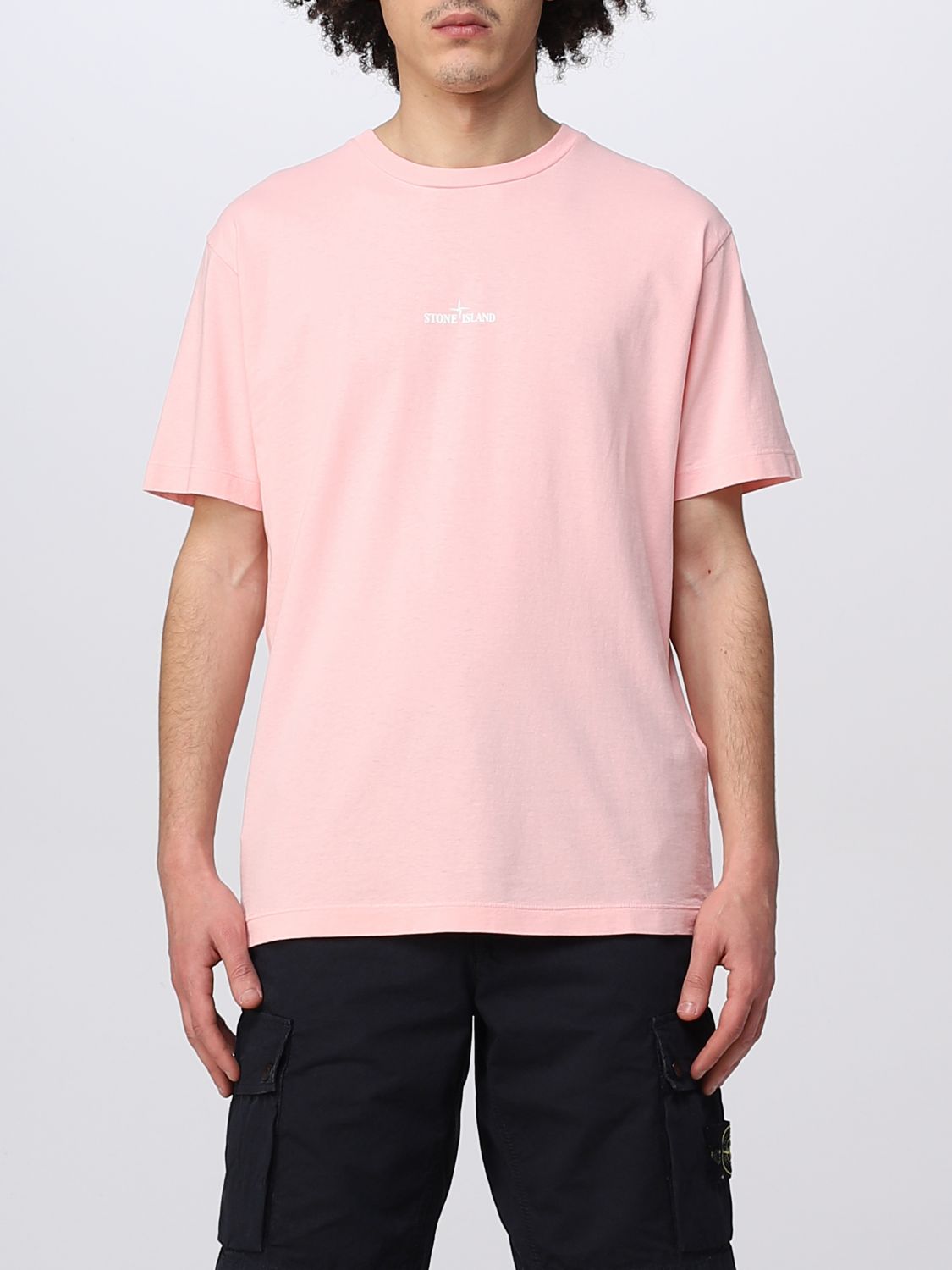 STONE ISLAND: t-shirt for man - Pink | Stone Island t-shirt 78152NS89 ...