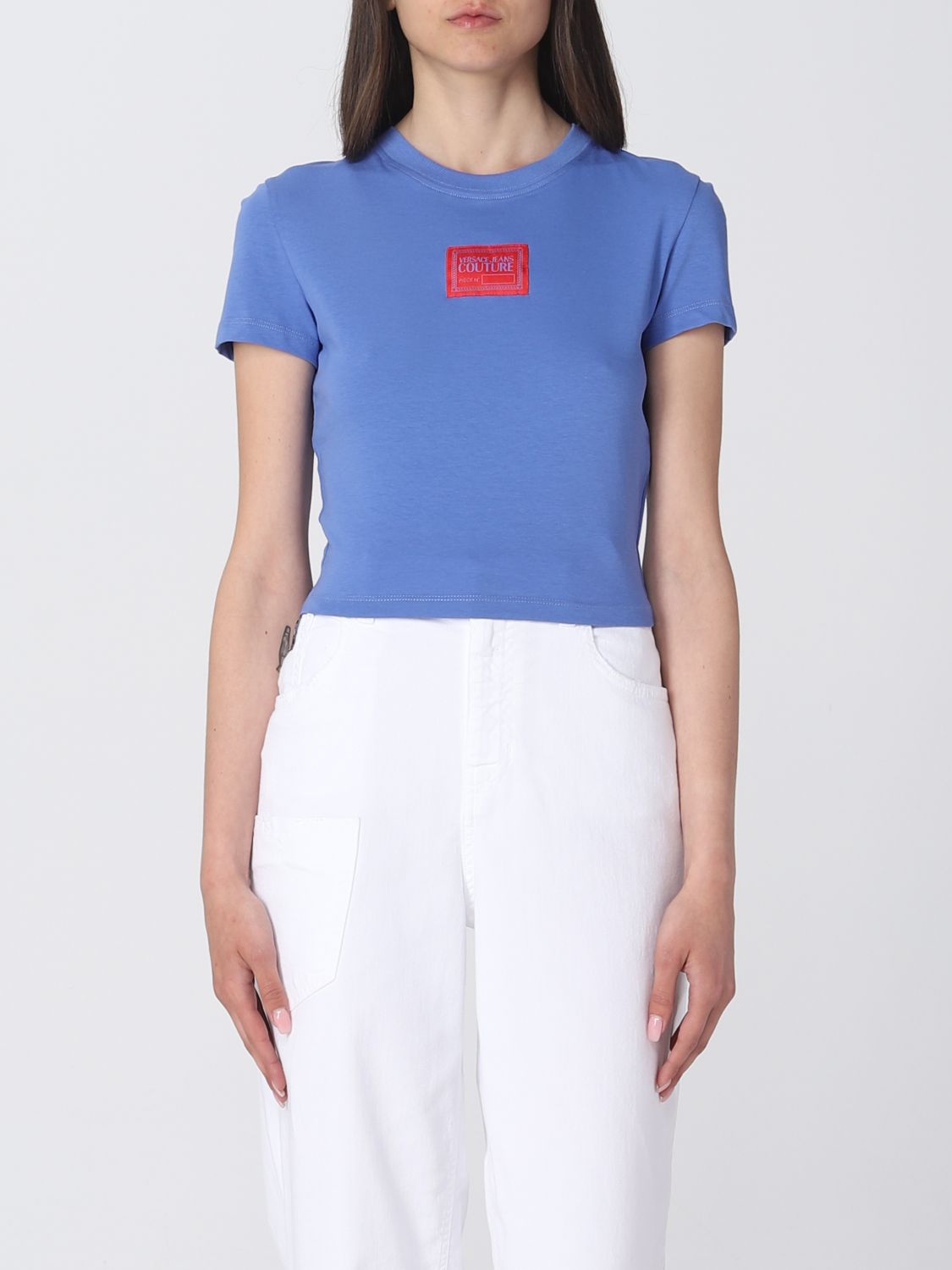 Shop Versace Jeans Couture Cotton T-shirt In Blue