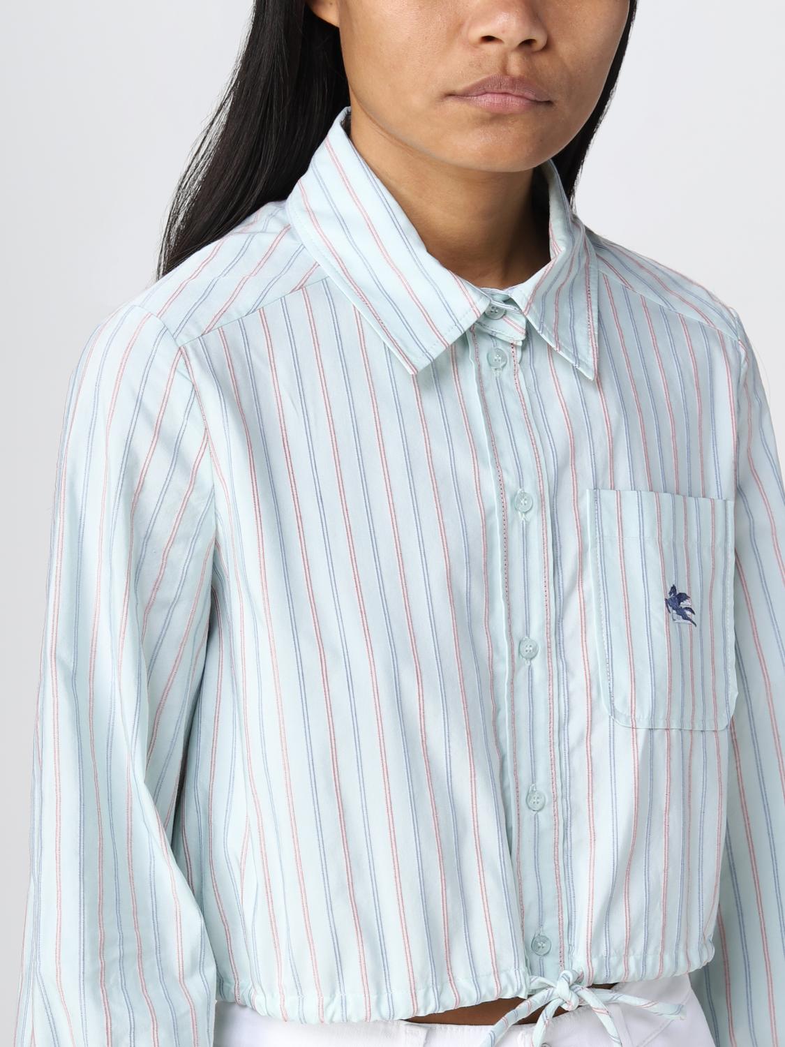 Camicia Etro: Camicia Etro cropped con logo Pegaso ricamato azzurro 3