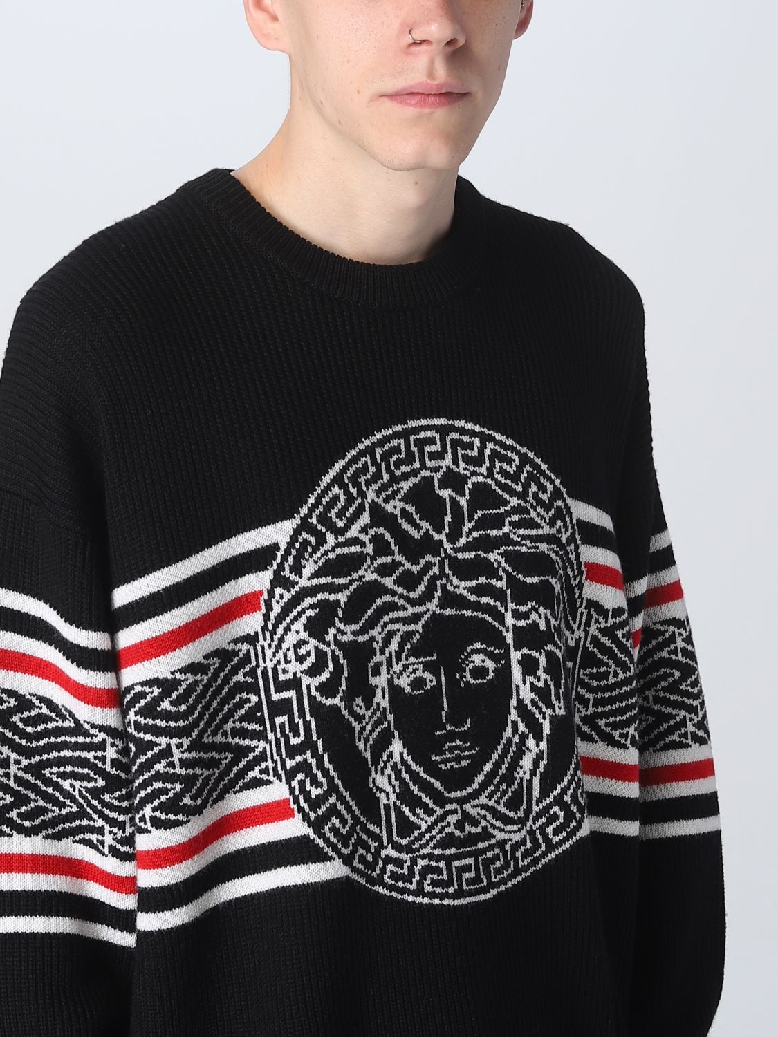 Leven van verhoging iets VERSACE: sweater for man - Black | Versace sweater 10079811A05695 online on  GIGLIO.COM