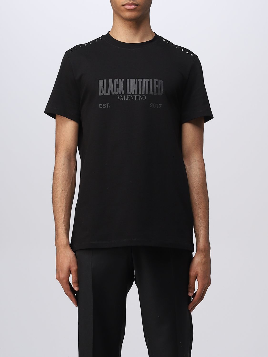 Valentino Outlet: T-shirt in cotone - Nero | T-Shirt Valentino ...