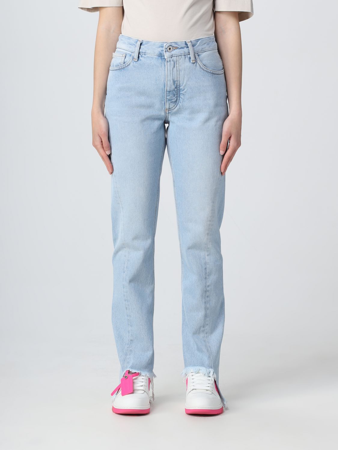 Off-white Jeans  Woman In Gnawed Blue