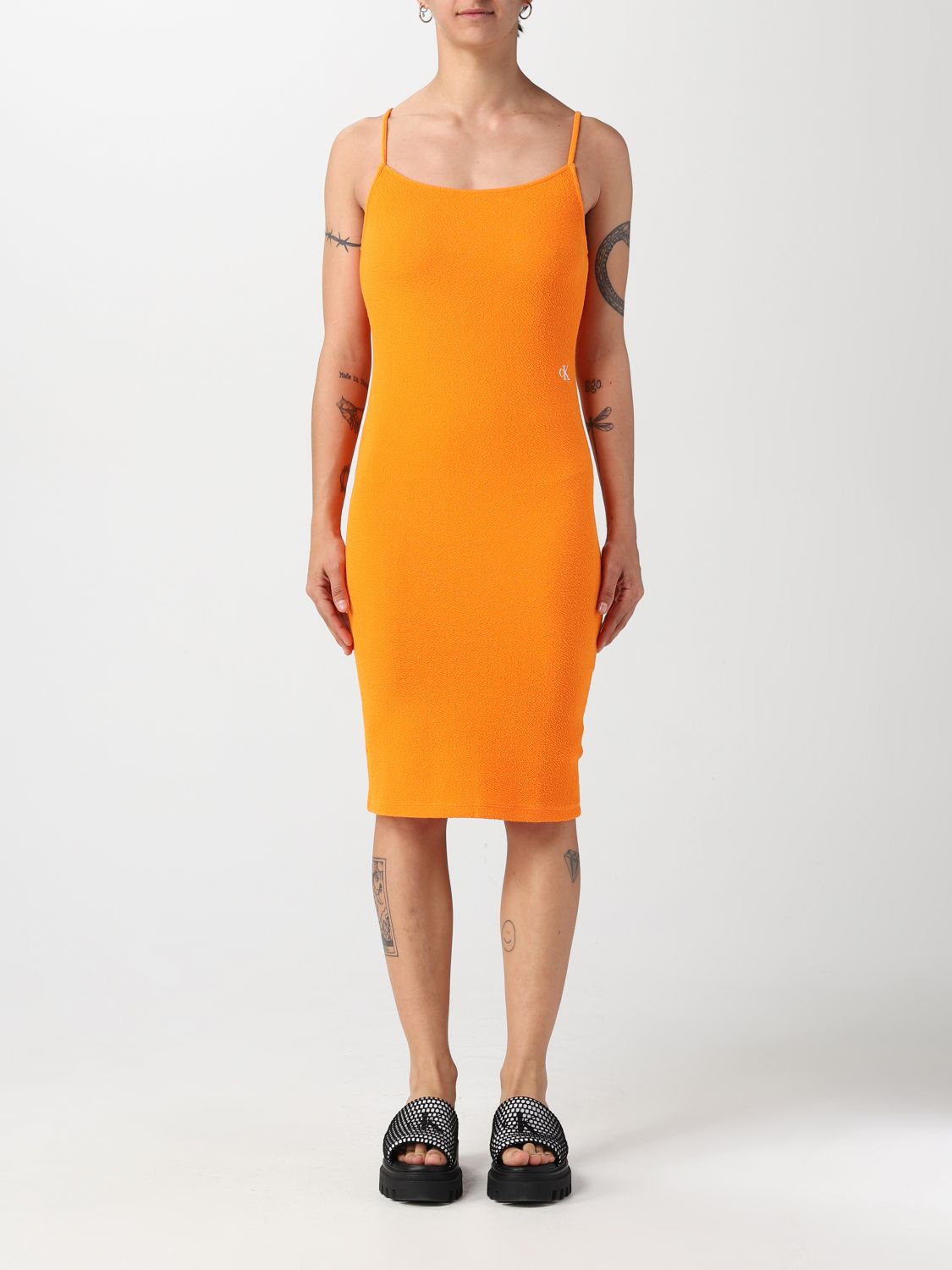 Reciteren Slip schoenen Kwaadaardig CALVIN KLEIN JEANS: dress for woman - Orange | Calvin Klein Jeans dress  J20J221149 online on GIGLIO.COM