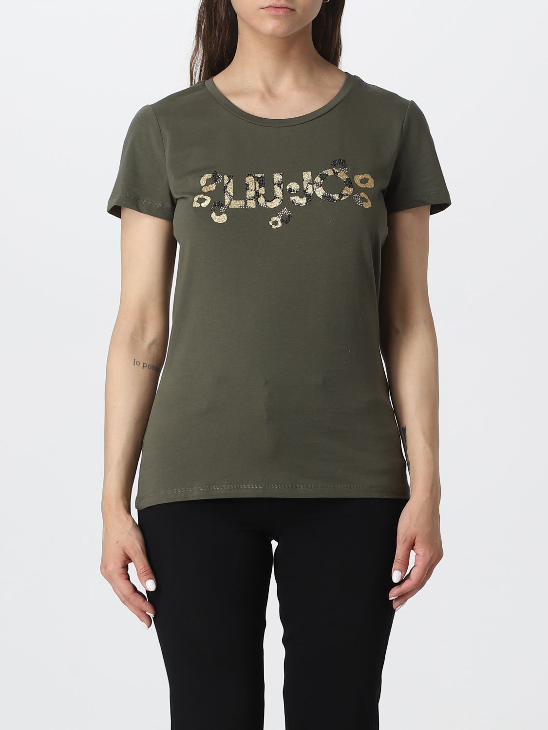 LIU JO: t-shirt for woman - Olive | Liu Jo t-shirt TA3197J5003 online ...