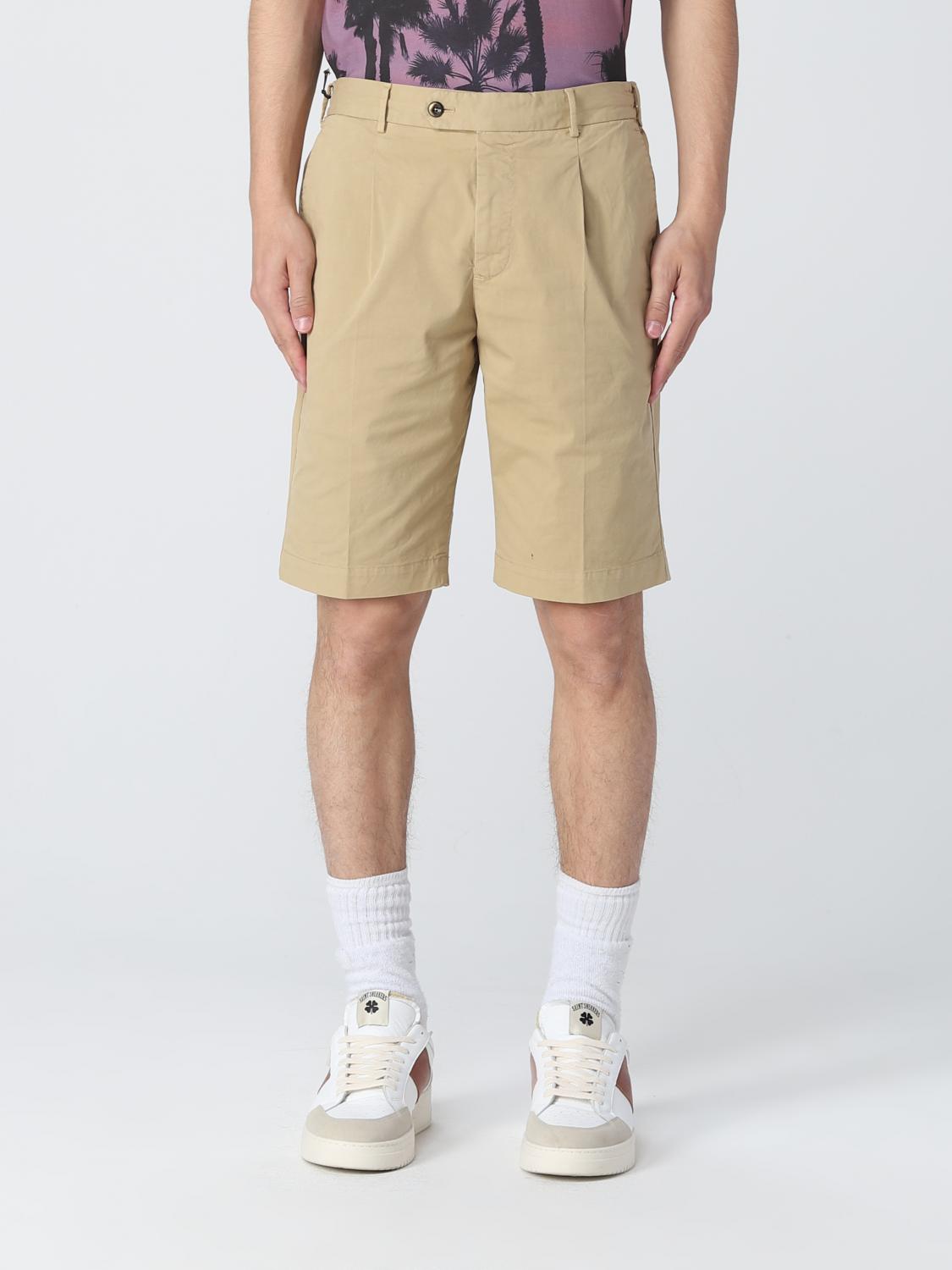 Pt Torino Off-centre Button Shorts In Beige