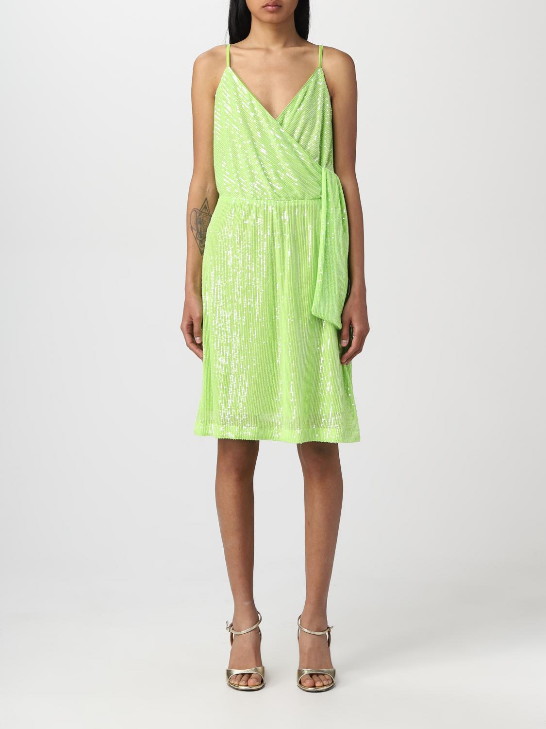 liu jo green dress LIU JO Green lurex pleated formal dress CF3224J1923 main image 1