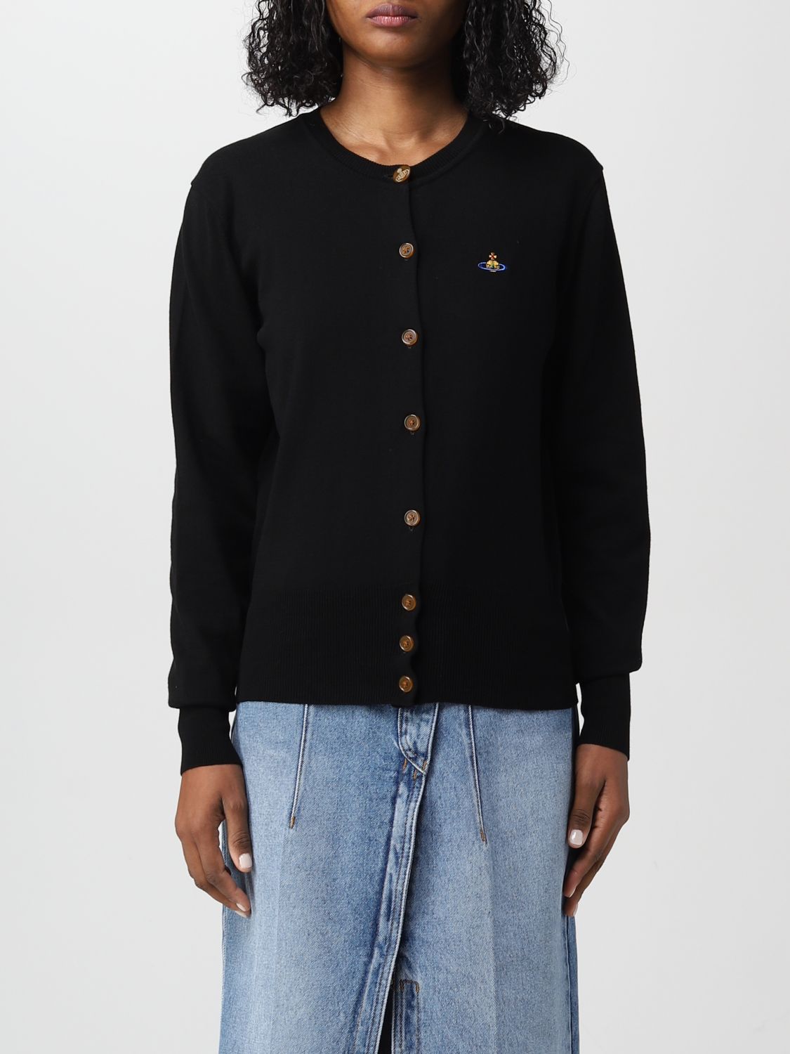 Vivienne Westwood Orb Embroidered Knit Cardigan In Black | ModeSens