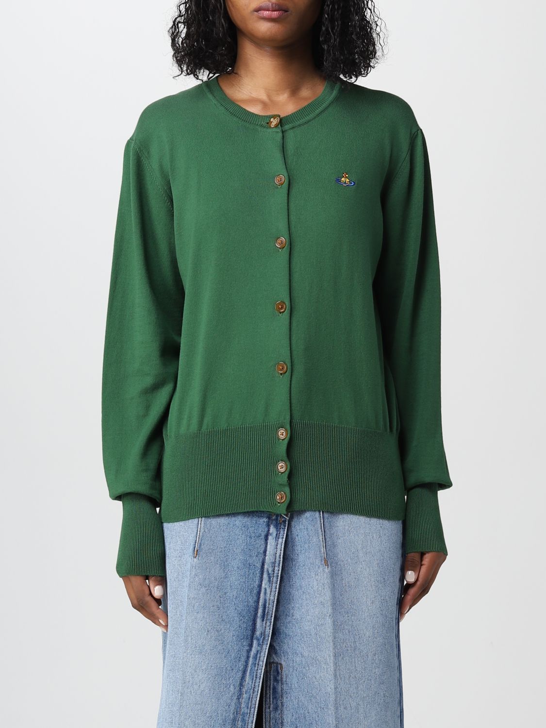 Vivienne Westwood Orb Embroidered Knit Cardigan In Green