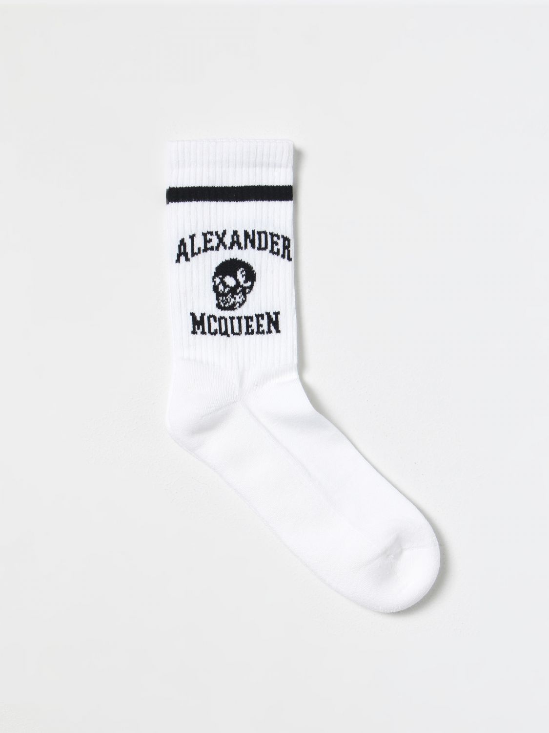 Shop Alexander Mcqueen Socks In Cotton Blend In White