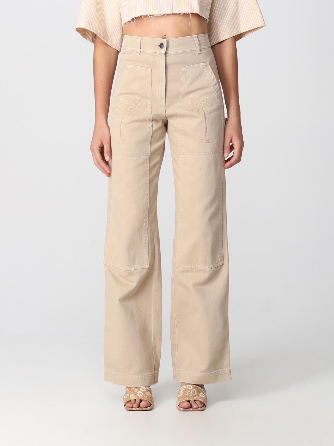 Trousers PALM ANGELS Woman colour Beige