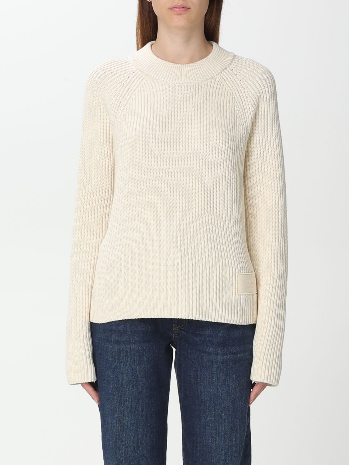 AMI PARIS: sweater for woman - Ivory | Ami Paris sweater FKS024KN0031 ...