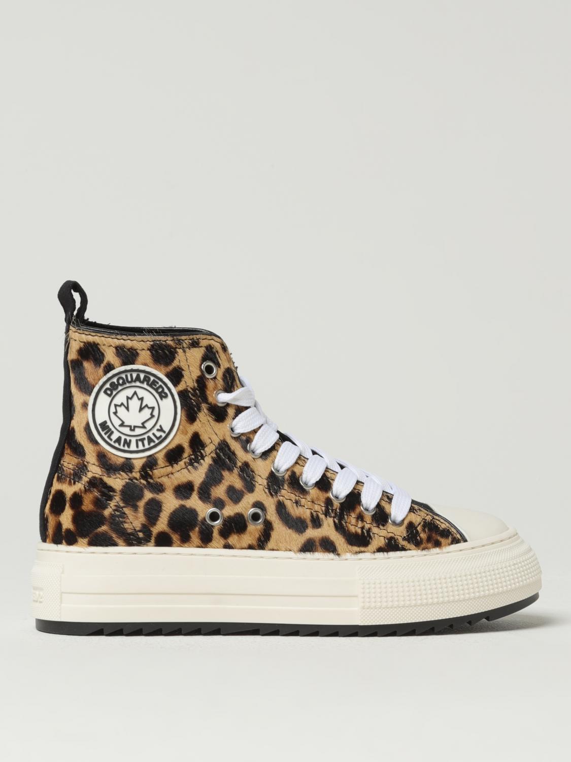 Dsquared2 Berlin Sneakers In Ponyskin And Rubber In Beige