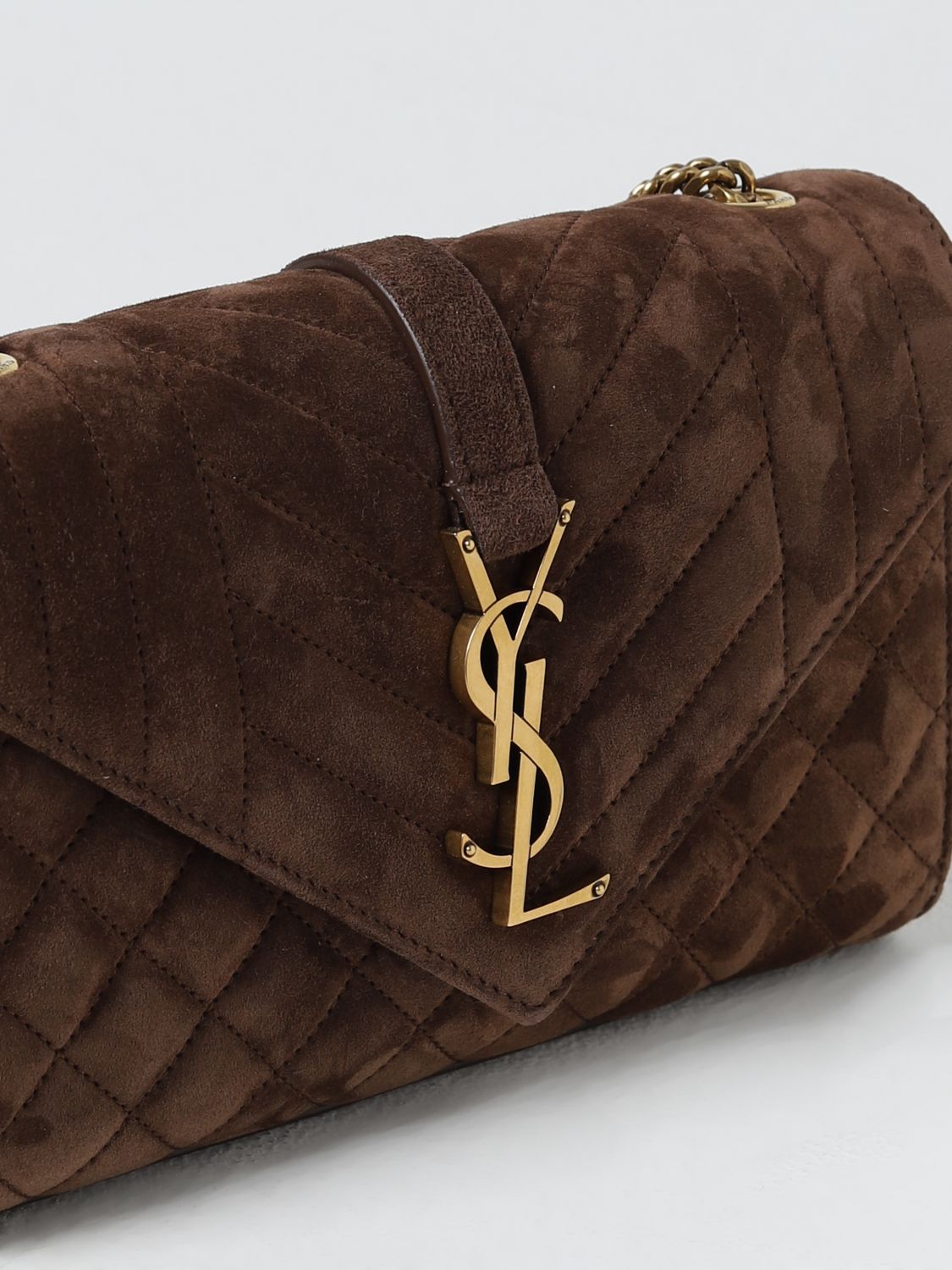 SAINT LAURENT: Envelope bag in quilted suede - Ebony  Saint Laurent mini  bag 6001951U887 online at